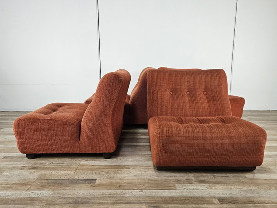 Image 1 of Modulare Sessel aus den 1970er Jahren mit rotem Stoffbezug