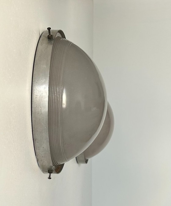 Image 1 of Paire d'appliques modernistes en chrome et verre sablé, France, 1930