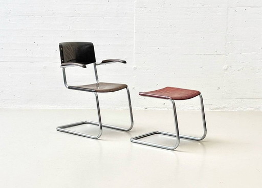 Cantilever chair S43 with stool by Mart Stam for Bremshey & Co, 1940s