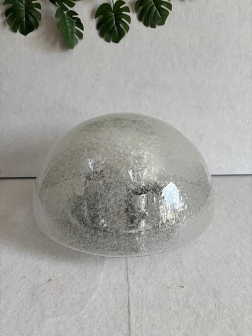 Lampe de plafond / lampe de table vintage Doria Leuchten en verre glacé MCM
