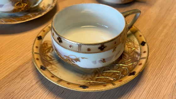 Servizio da tè giapponese in porcellana, Hand Painted Nippon - Inizio XX secolo, Stoviglie, Crema (foto 14 di 16)