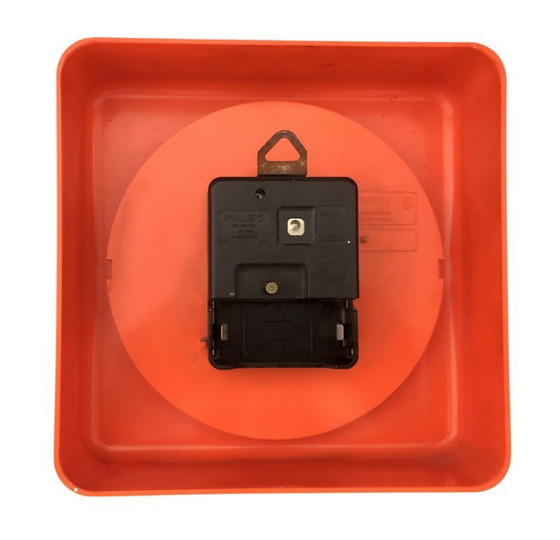 Image 1 of Vintage Philips HF Quartz wandklok – jaren 70/80 – oranje kleur