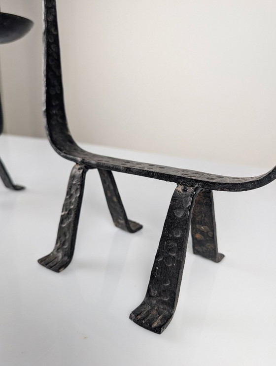 Image 1 of Pair of Wrought Iron Candleholders, 1950s