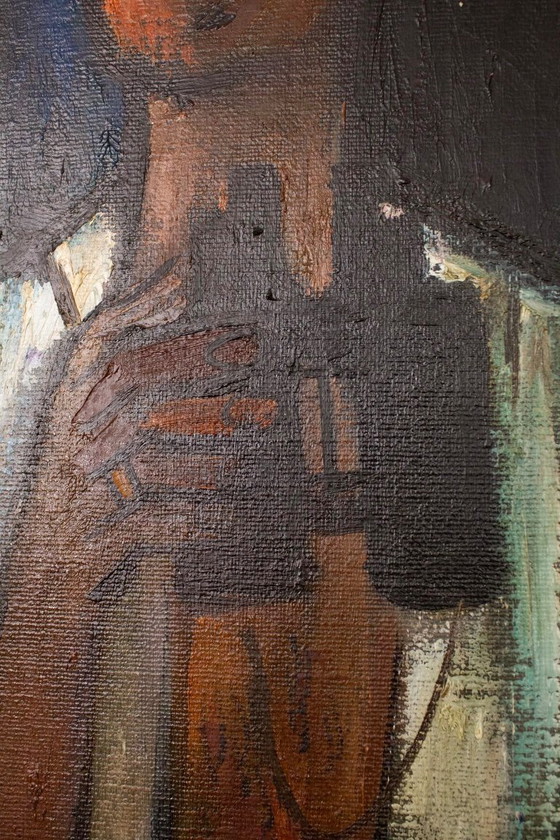 Image 1 of Theo van der Horst Painting ‘Man With Binoculars And Woman’ 1988