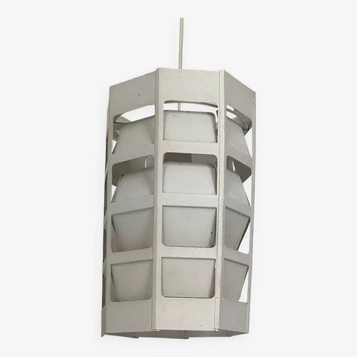 Lámpara colgante vintage de Poul Gernes, metal lacado en blanco mate, de Poulsen Dinamarca