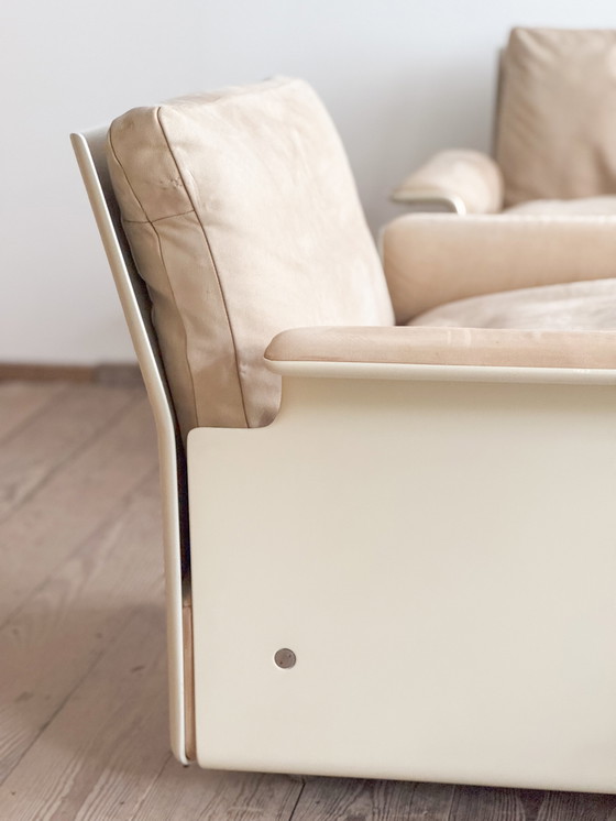 Image 1 of Mid-Century Modern Lounge Sofa, Armchair and Table, Sofa Set in Glass Fiber and Suede by Dieter Rams for Vitsoe, Germany, 1960s,