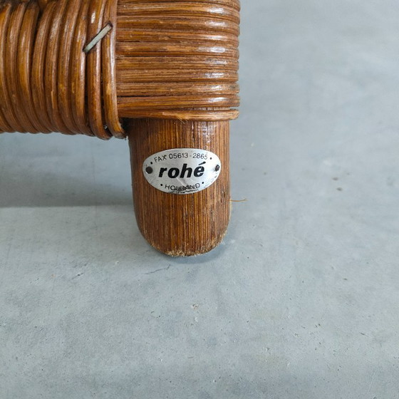 Image 1 of Vintage jaren 70 Rohé design rotan/pitriet fauteuil/stoel(en)  