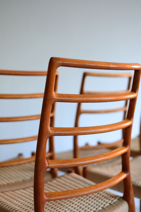 Set di 6 Sedie da pranzo vintage modello 82 papercord, Niels Otto Møller, Legno, Marrone (foto 9 di 12)