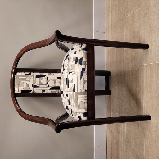 Vintage stoel "Euphoria Cubista" in gelakt hout en stof voor Misia Parijs, Frankrijk 1970