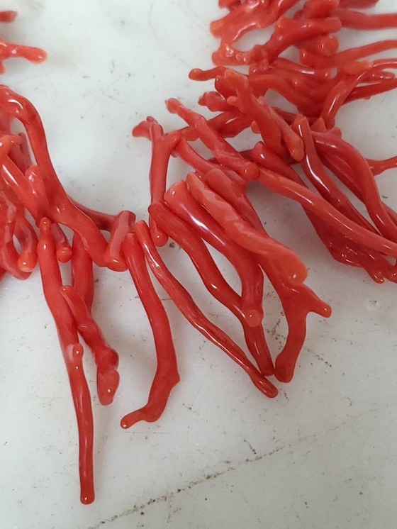 Image 1 of Sieraden - Ketting van bloedrood koraal met franje. (ref 4044)