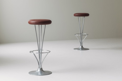Set of Two Bar Stools by Piet Hein for Fritz Hansen, Denmark 1960s