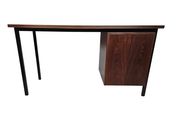 Scrivanie con piano in legno e cassettiera, Metallo, Marrone, Mid Century Modern (foto 3 di 8)