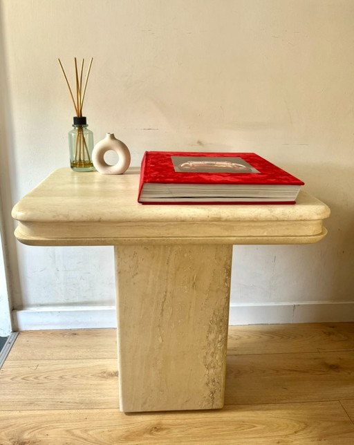 Mesa auxiliar de travertino de lujo