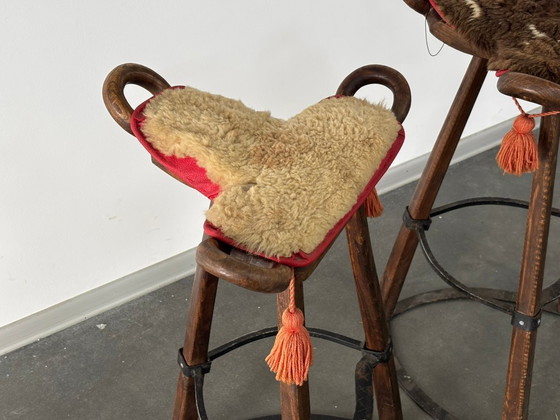 Image 1 of Vintage Brutalist Marbella Stools attributed to Sergio Rodrigues, 1970s, Set of 6