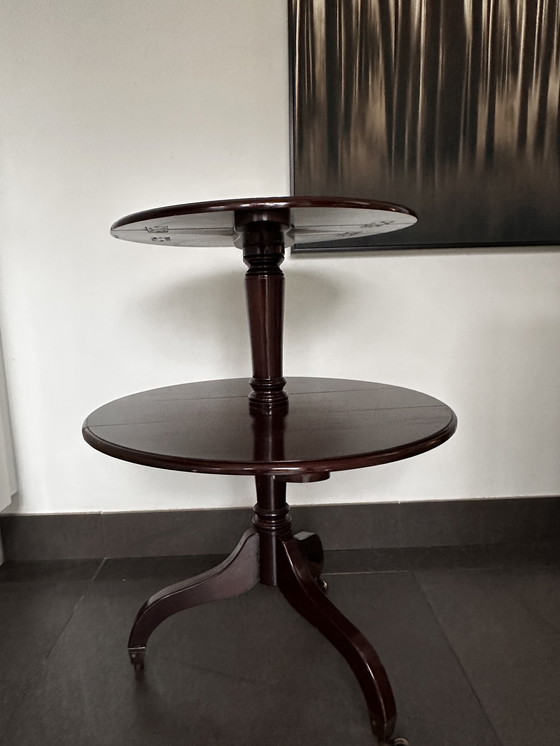 Image 1 of Montaplatos plegable antiguo / Mesa de servicio de dos niveles con ruedas