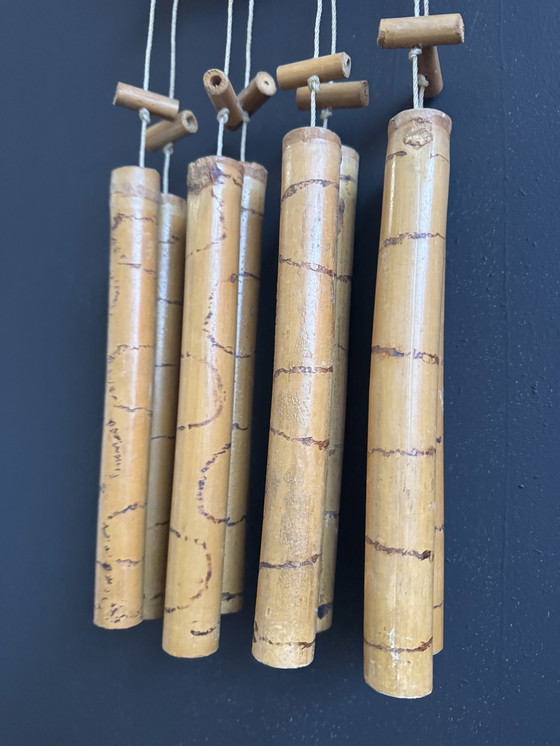 Image 1 of Vintage Bamboo Owl Wind Chime