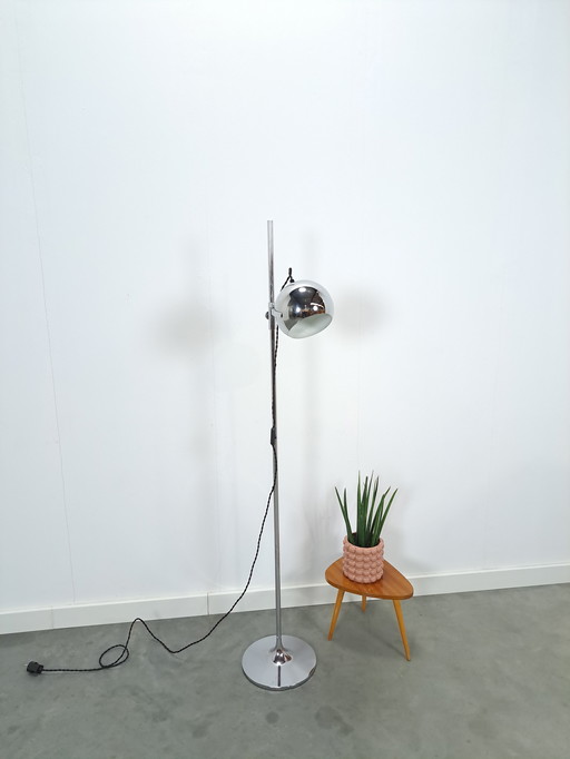 Lampada da terra a globo cromato dell'era spaziale