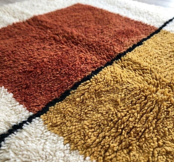 Groot traditioneel handgemaakt puur wollen Berber vloerkleed 3/4 m, Accupunto, Vloerkleden en tapijten, Zwart (foto 6 van 7)