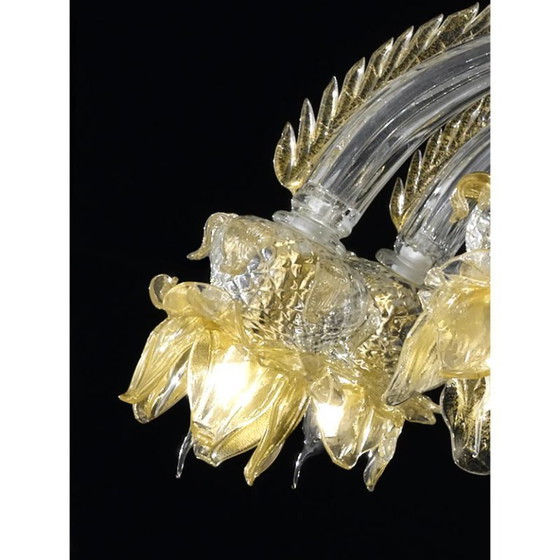 Image 1 of Riesiger italienischer Murano-Glas-Kronleuchter mit handgefertigten Blumen und Blättern