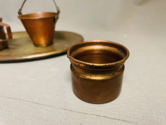 Image 1 of Juego miniatura cubo de cobre y bandeja de latón