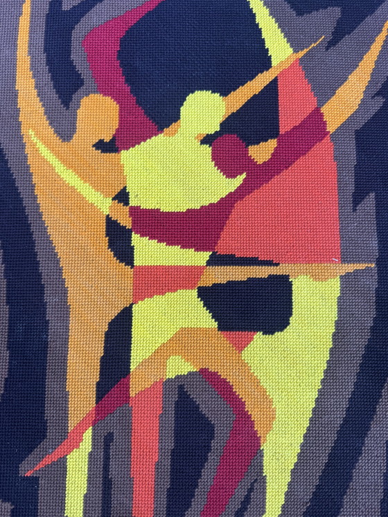 Image 1 of Tapiz de arte pop, bailarinas, década de 1970