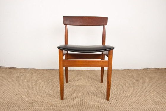 Image 1 of Set of 4 Danish Teak Chairs in Black Skaï by P.E. Jorgensen for Farso Stolefabrik 1960