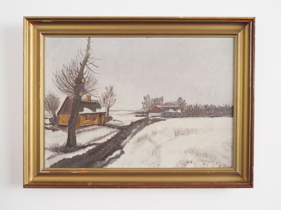 Image 1 of Peinture "The Winterscape", design scandinave, années 1960
