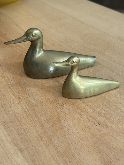 Paar Vintage-Enten aus Messing – Dekoration aus den 1960er/70er Jahren – decoratieve objecten, Brass