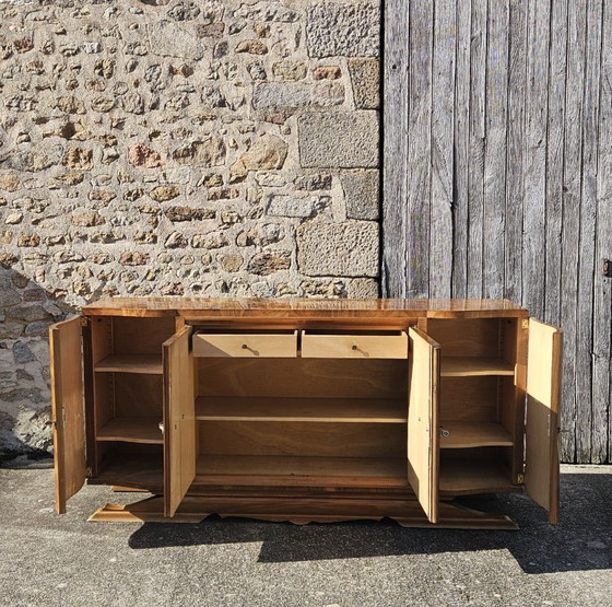 Image 1 of Buffet Art Déco français - Bois d'orme ronce brillant - Années 20
