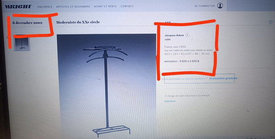 Image 1 of Perchero de pie revestido de cuero, de Jacques Adnet, 1950.