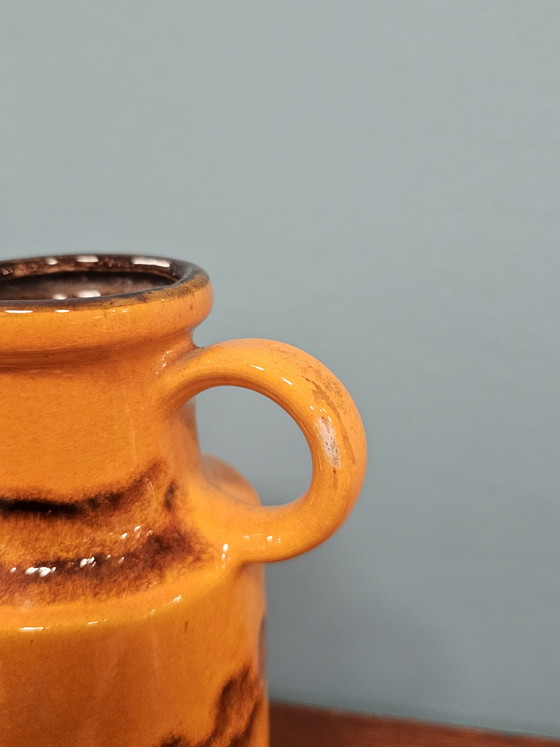 Image 1 of Vintage West Germany vase 407-20 orange/black