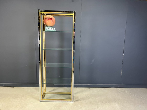 Image 1 of Messing en chromen plank van Renato Zevi, jaren 70.