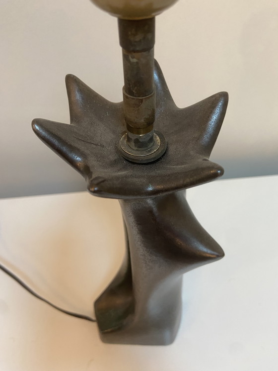 Image 1 of Lampe aus schwarz glasierter Keramik in Form einer Frau Jacques Blin zugeschrieben