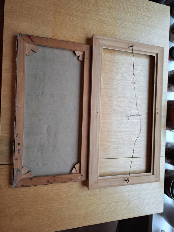 Image 1 of Schilderij stadsgezicht in de avond.