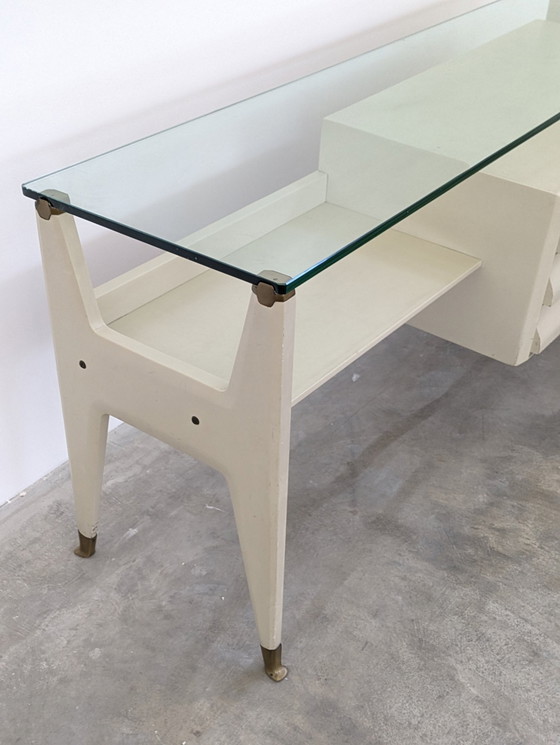 Image 1 of Bureau - Laiton, cristal, bois