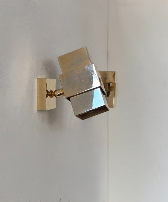 Image 1 of Coppia di applique vintage, ottone, Francia, 1970