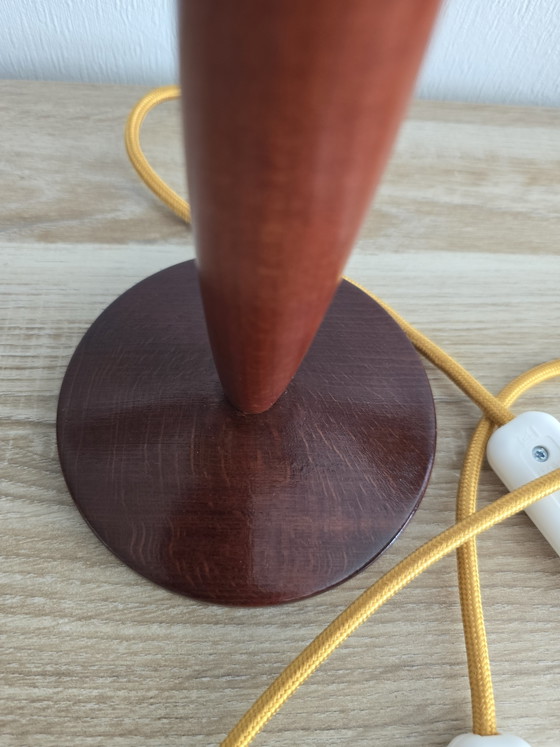Image 1 of Pair of Mid-Century Modern Wooden Table Lamps by Herda Holland - Newly Rewired