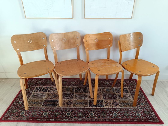 Image 1 of 4 sedie da pranzo in legno curvato scandinave