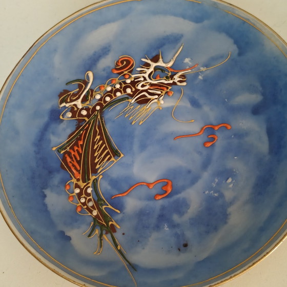 Image 1 of Juego de té japonés Dragonware para 6 personas – Juego decorado con Blue Moriage