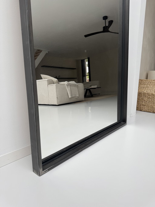 Large designer mirror with steel frame - 255 x 145 cm