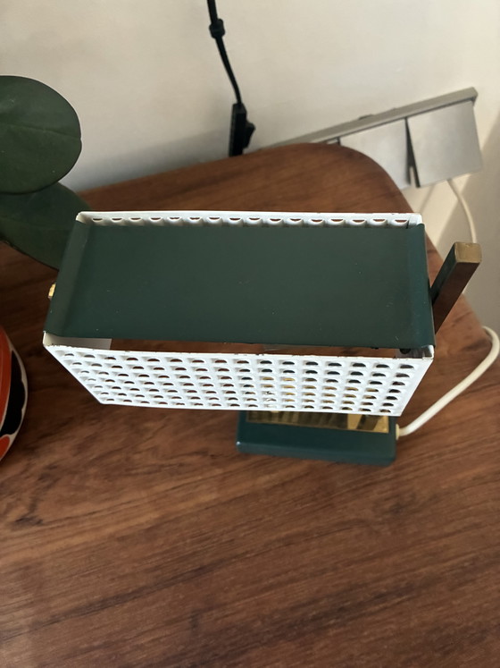Lampada da tavolo vintage anni '50 – Stile Mathieu Matégot – Metallo perforato e Ottone – Lampade da tavolo (photo 6 of 12)