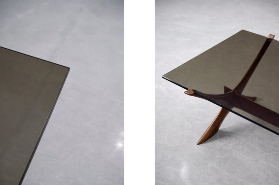 Image 1 of Vintage Mid-Century Scandinavian Modern Glass & Walnut Condor Coffee Table by Fredrik Schriever-Abeln for Örebro Glass, 1960s