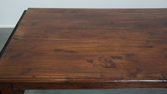 Image 1 of Table de salle à manger ancienne en chêne du début des années 1900 avec plateau rabattable d'un côté