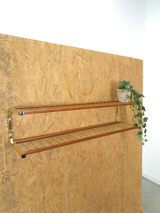 Gold Color Wall Shelf Wall Rack From Sweden With Teak No.5