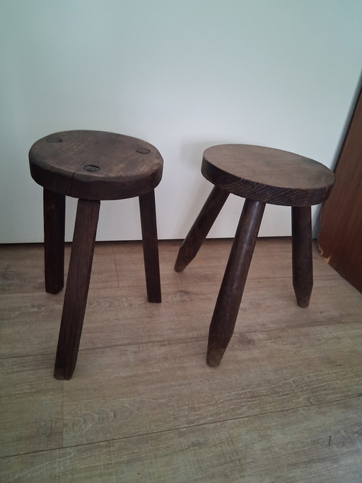 2 vieux tabourets Tabourets à lait