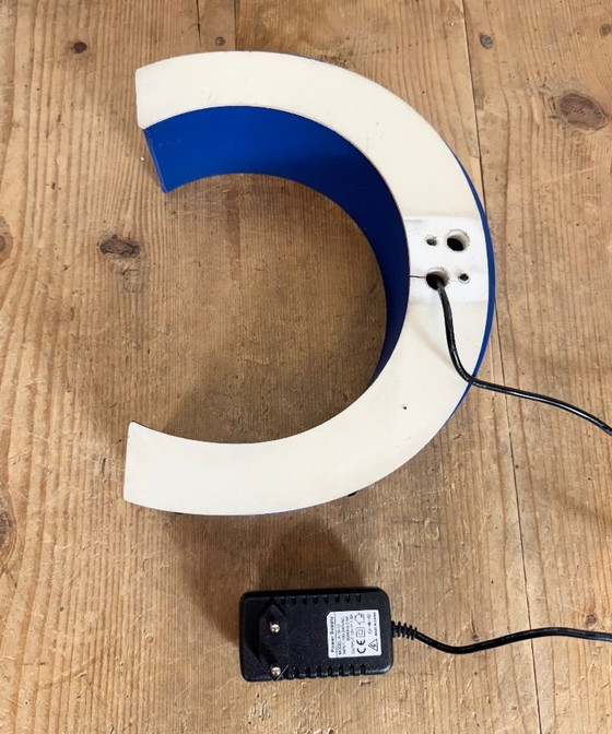 Image 1 of Vintage Blue Plastic Illuminated Letter C , 1970s