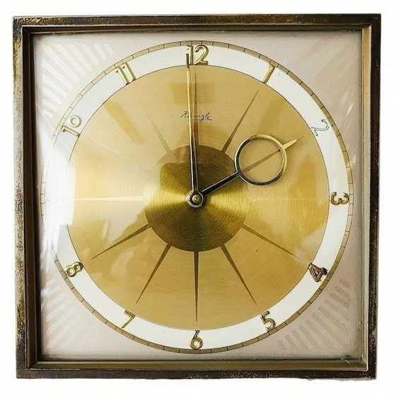 Image 1 of Orologio da tavolo Art Déco Kienzle starburst in ottone degli anni '30