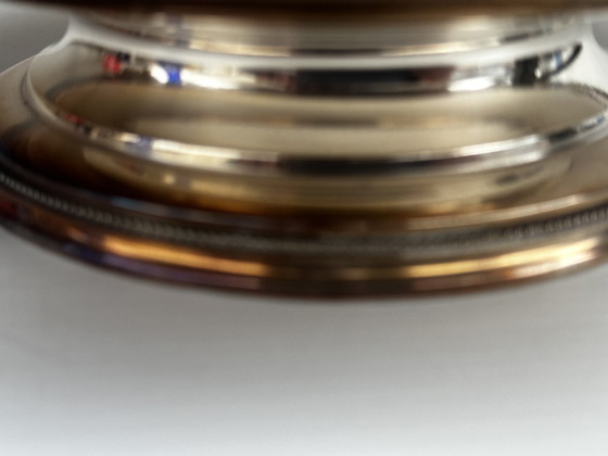 Image 1 of Coupe - Centre de Table Art-Déco en Métal Argenté Forme Octogonale