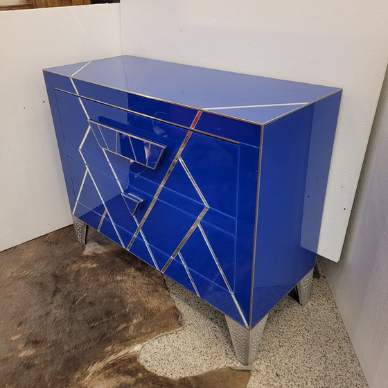 Image 1 of Cómoda en Cristal Azul, Estilo Art Déco, S. XXI