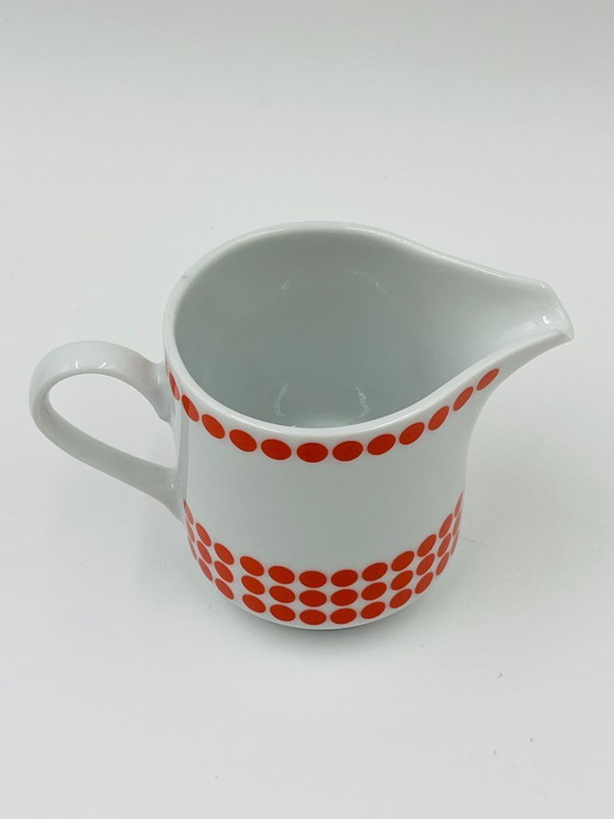 Image 1 of Winterling Bavaria Red Polka Dot Porcelain Lunch Service 70s